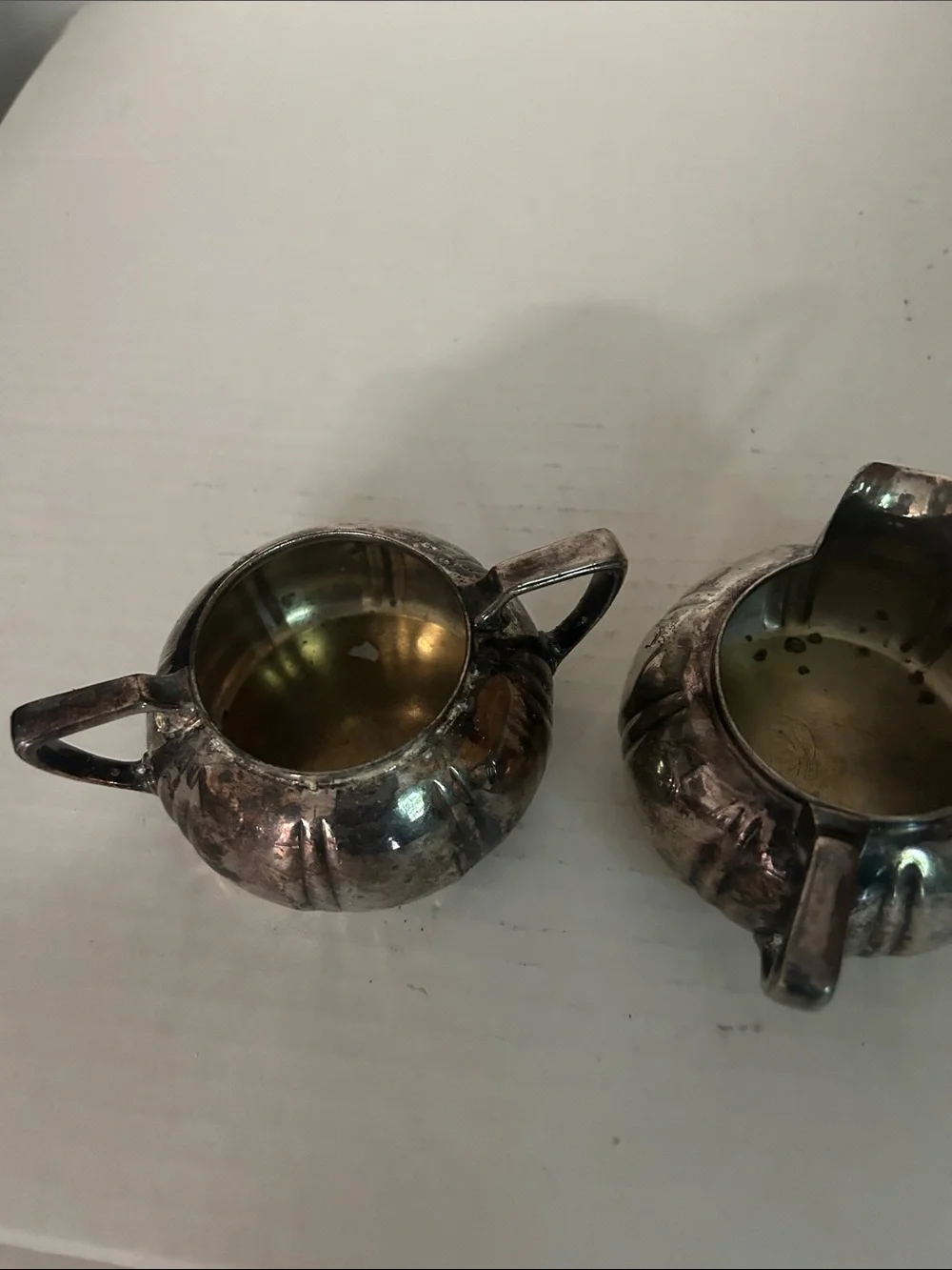 Vintage Silver Tone Creamer and Sugar Set